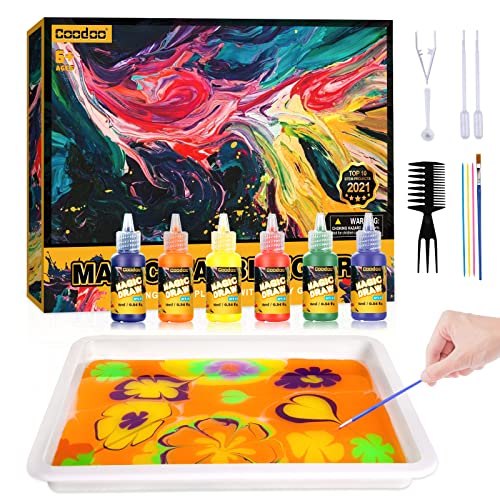 Water marbling paint for kids - arts and crafts for girls and boys, craft kits, for children aged 6 years and older...
