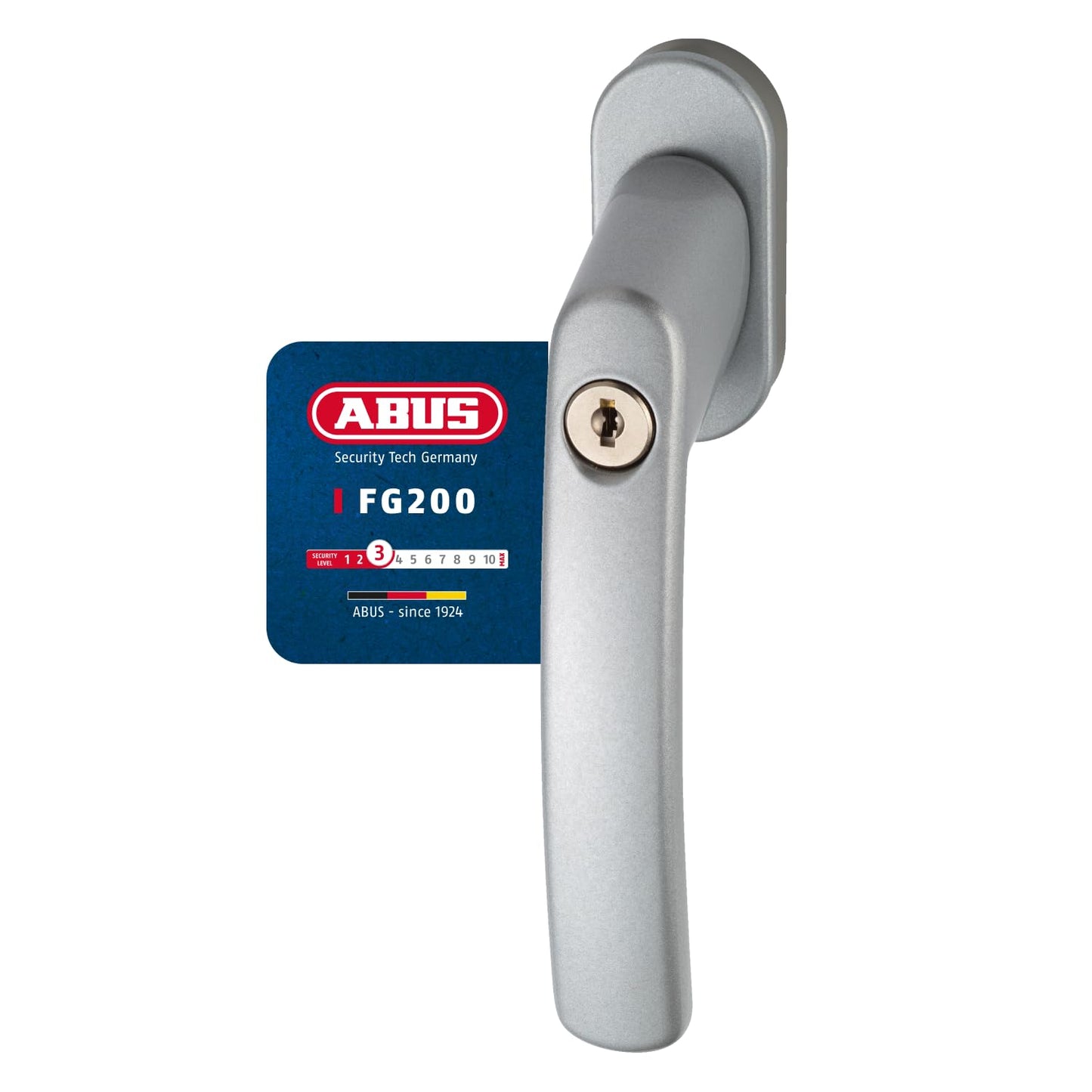 ABUS Lockable Window Handle FG200 AB208-10pcs Set - Window knob with cylinder lock, keyed alike - ABUS security level 3-88561 - Silver