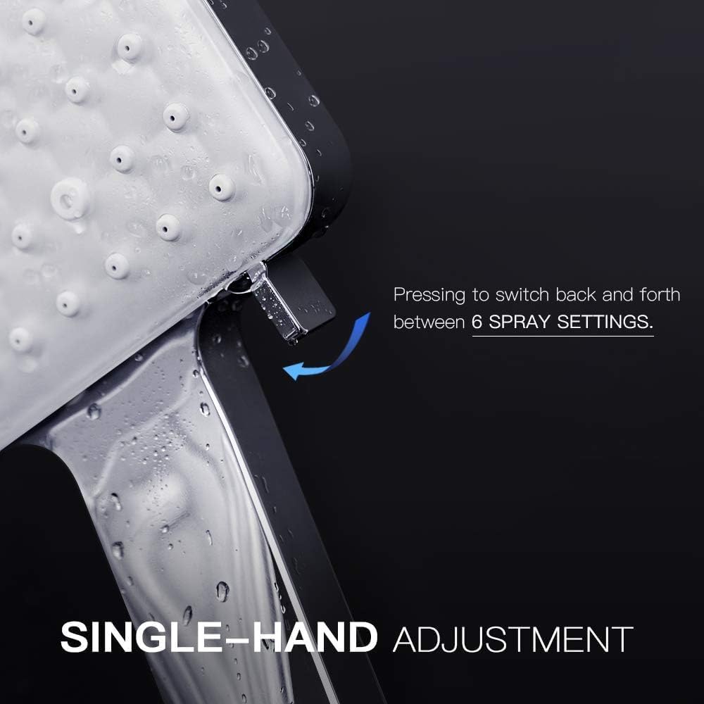 Newentor Shower Head, Handheld Shower Head Large, Water-saving Shower Head High Pressure, XXL Shower Head with 6 Spray Patterns (without hose)