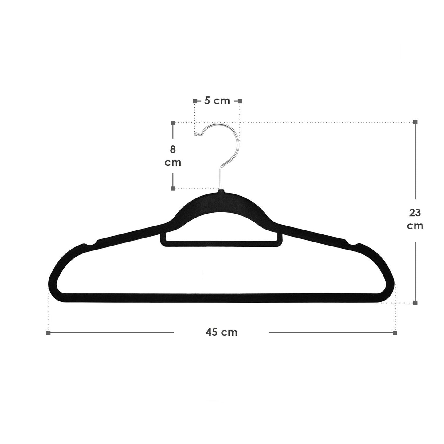 Juskys Velvet Hangers 50-piece Set - nonslip, slim, space-saving - flocked velvet hangers - swivel hooks - 50 Black Hangers