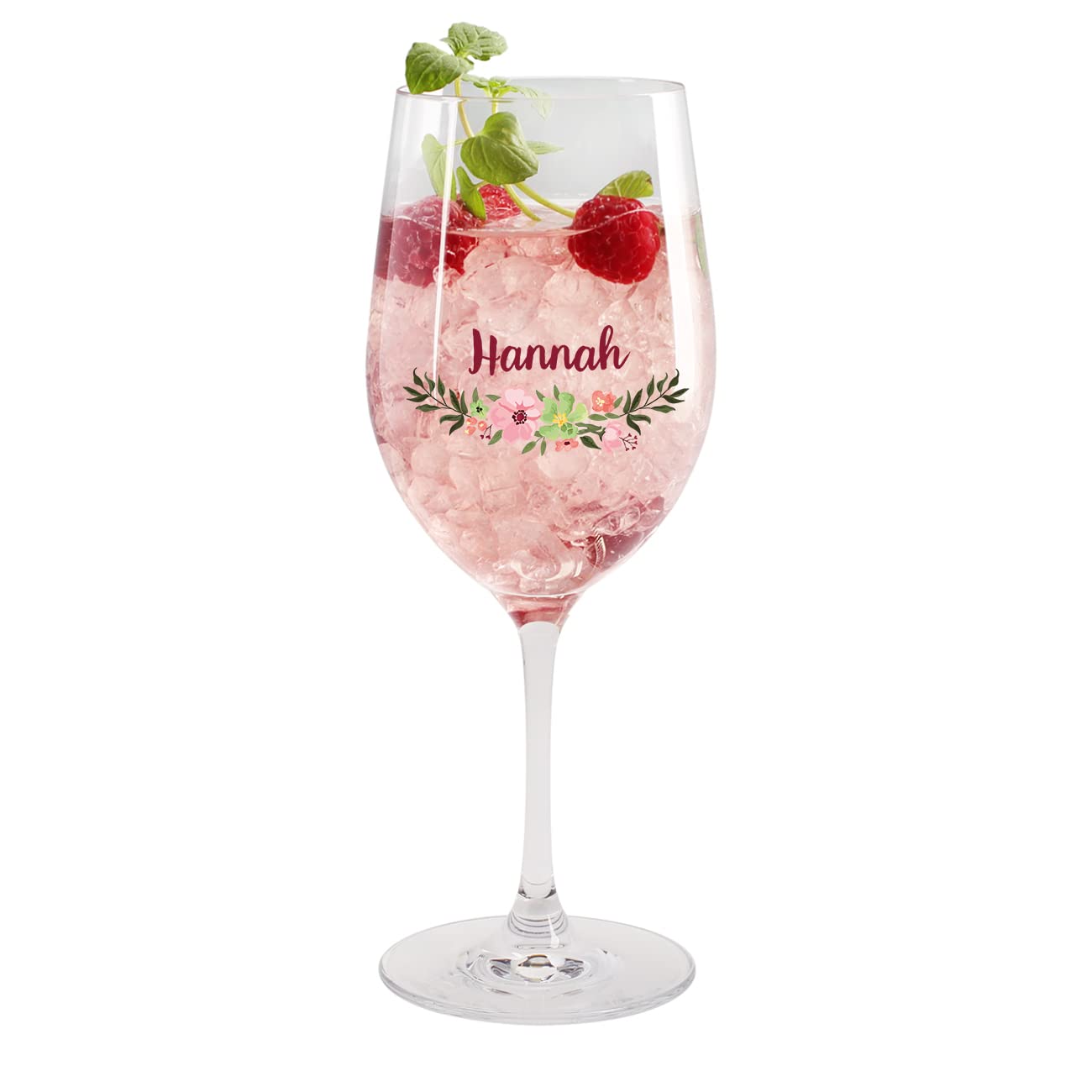 Heart & Home® beautiful gift for the woman wine glass with personalization for Christmas or birthday flower ensemble