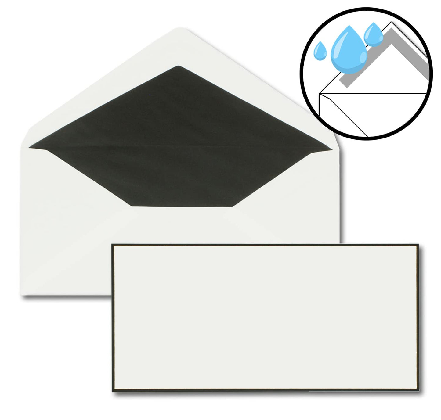 50 sets of condolence cards - DIN Lang double cards with lined envelopes - both featuring handmade black borders - foldable cards for condolences.