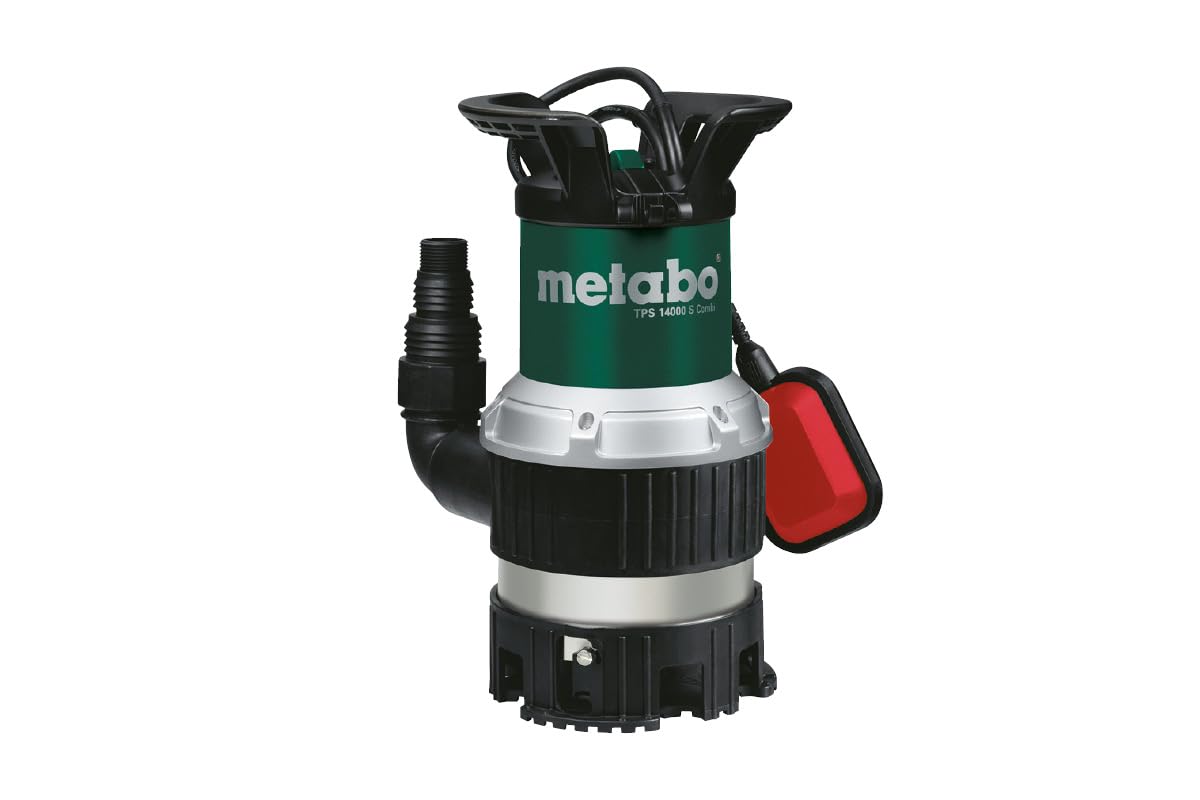 Metabo Combo Submersible Pump TPS 14000 S Combi - 0251400000 - Rated power input: 770 W - Max. Flow rate: 14000 l/h and max. Delivery head 8.5 m - Max. Immersion depth: 7 m - 245 x 179 x 360 mm