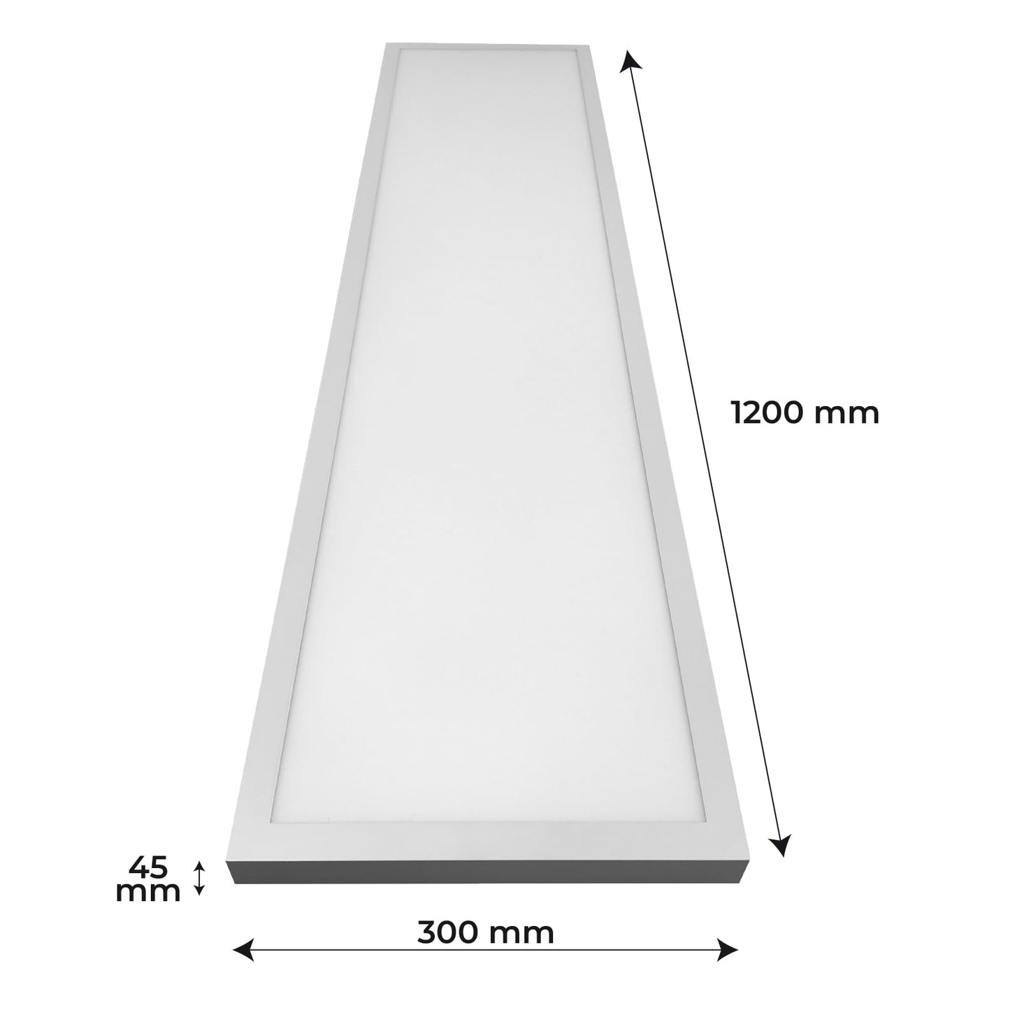 LED ATOMANT pack of 2 mounting frames + LED recessed panel lights 120x30cm 48W, CCT (color selection switch Warm White, Neutral White or Cool White), 5000 lumens, driver included