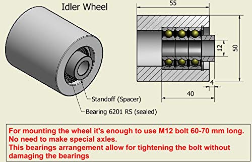 (AL4-19) CNC machined belt grinder set for knife sharpeners. 100mm drive wheel, 19mm shaft, 75mm tracking wheel, 50mm idler.