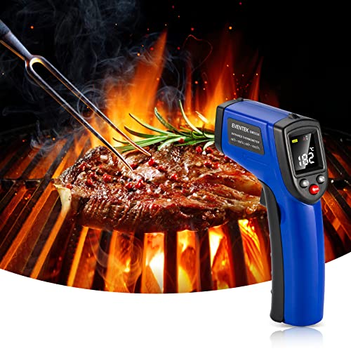 Infrared Thermometer Eventek, Gun LCD Color Display -58°F~1022°F (-50°C~550°C) Non-human Body Thermometer Including Meat Thermometer, for Cooking/Barbecue/Freezer/Industry