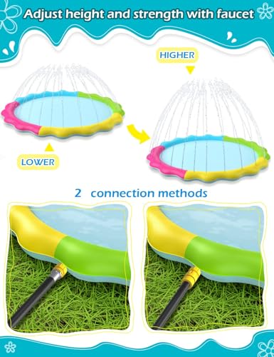 Tosekry Colorful Kids Splash Pad with Anti-Slip Function - Water Toy Outdoor, 170CM Dog Pool, Water Sprinkler Water Play Water Play Mat Garden Toy