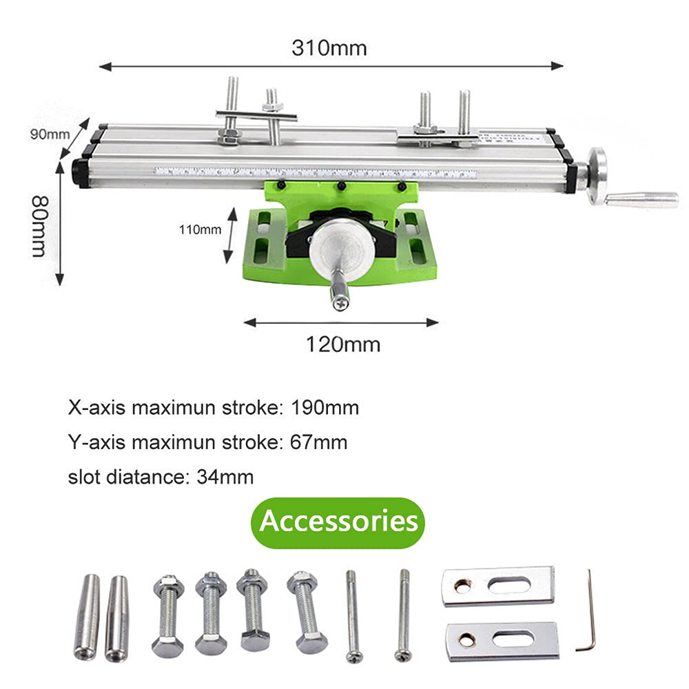 PEALOV Cross Table Milling Table, Milling Table Work Table Machine, cross table drilling machine metal milling machine, cross slide table coordinate table cross table drilling table home improvement DIY bench drill, 310*90mm