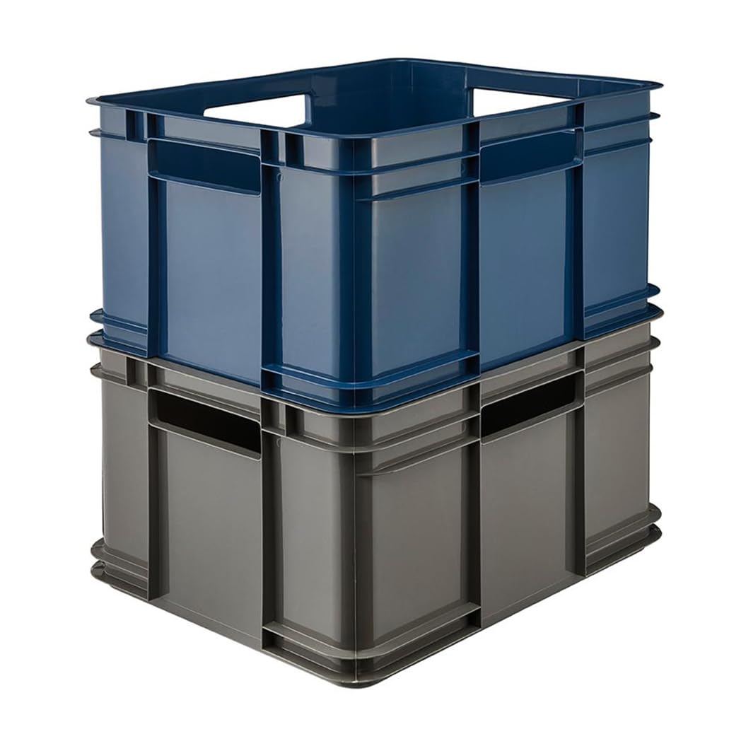 keeeper storage tub with handles, Euro-Box XL, made from Procyclen, 28 l, Bruno Eco Line, Eco-Grey