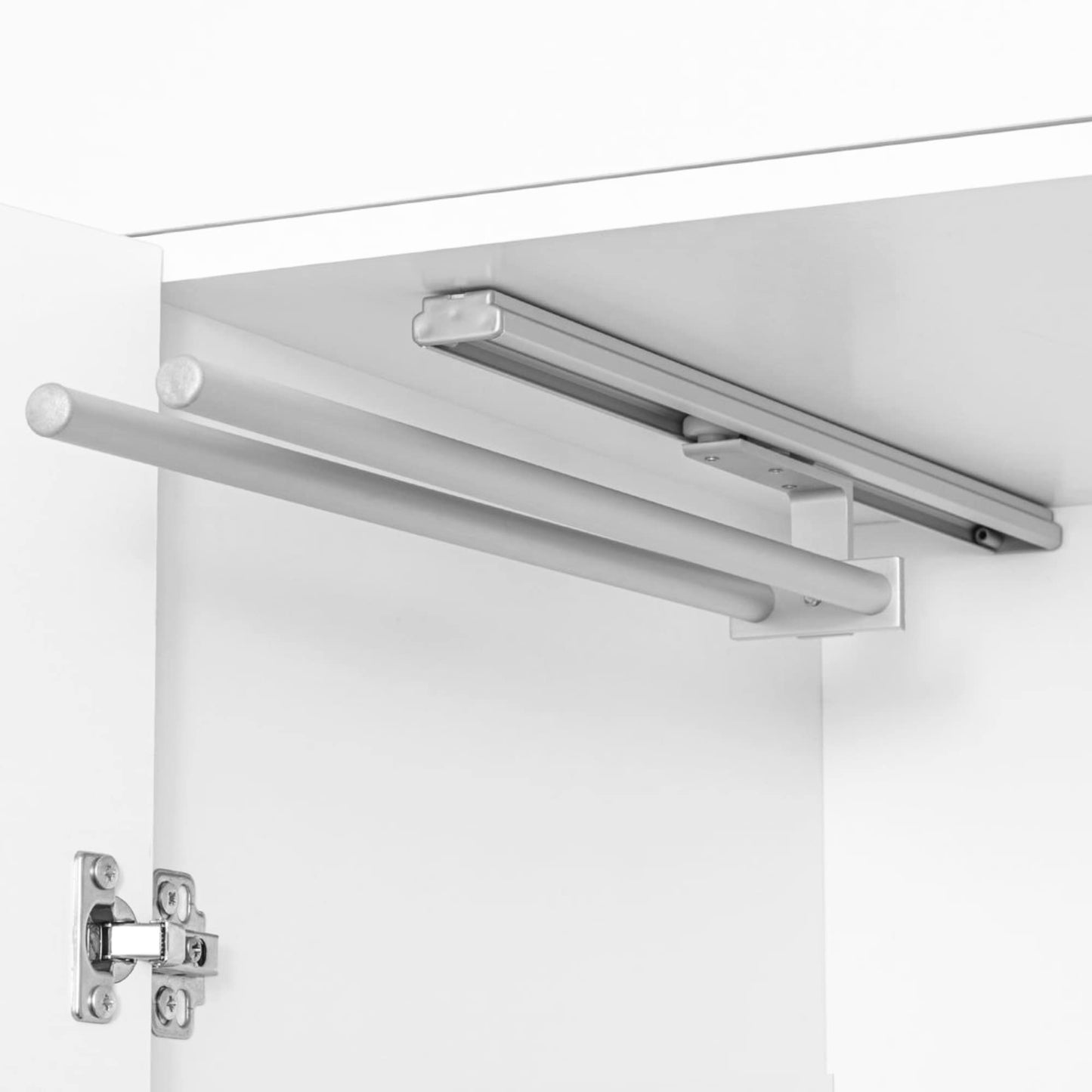 Gedotec Towel Holder | H6008 | 2-armed extendable towel pull-out | 1 piece | Dish towel holder length 465 mm in silver | Bathroom & kitchen cabinet towel rail swivel 90ยฐ | Made in Germany