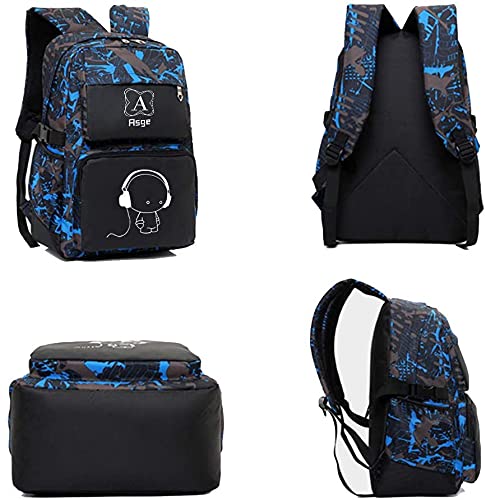 Asge school backpack for boys and girls - Waterproof backpack for teenagers, reflective, large, for school and outdoor camping, including shoulder bags set.
