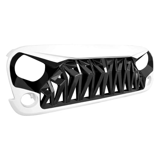CStern Shark Style Front Grill Grille Grille Ventilation Grille Black-White compatible with JK 2007-2018