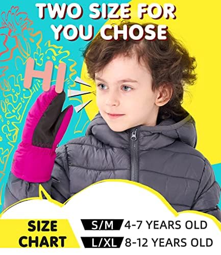 AROMA SEASON Heated Gloves for Kids with Battery | Heated Mittens for Toddlers | High heat and battery performance | High-quality workmanship (pink, L/XL)