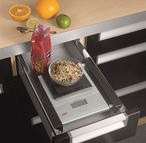 Knight built-in scale for drawers 30-40 cm - Non-slip & Extendable, Overload indicator, Capacity up to 5000g, Tare function, Precise kitchen scale for reliable measurements.