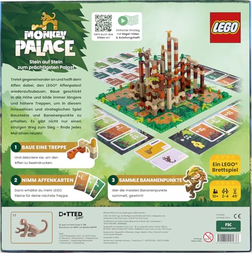 Asmodee - Monkey Palace: A Lego board game - brick by brick to the grandest palace! Fun family building game for kids and adults - Ages 10+, 2-4 players, 45 minutes per game.