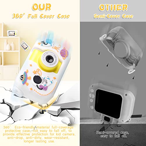 Kids Camera, ARNSSIEN 180° Flip Lens Camera for Kids, 2.4in IPS LCD Digital Camera with Silicone Case, Child Selfie Camera for 3-10 year-old Girls and Boys. Great Christmas or Birthday Gift Toddlers Toy.