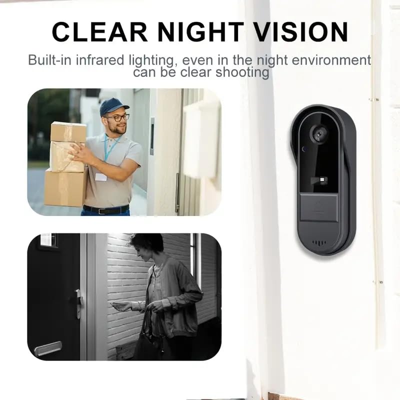 Wireless video doorbell with camera outdoor IP65 waterproof 1080P wireless doorbell 4.3 inch IPS screen doorbell 170° HD camera intercom infrared night vision two-way audio.