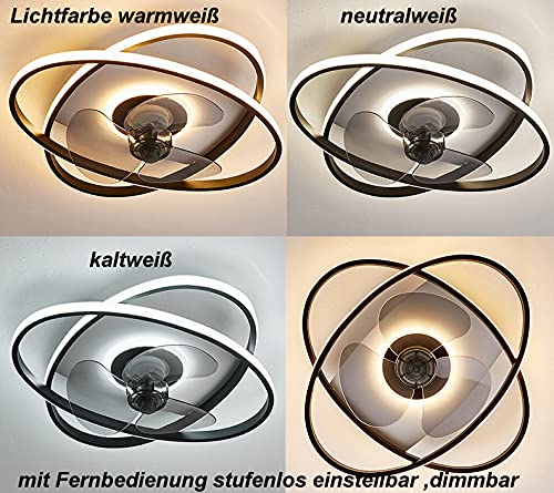 Ceiling fan with LED lighting Ceiling lamp Fan 3343 black Ø 50cm 96W with remote control Light color/brightness adjustable dimmable LED ceiling light fan light ceiling