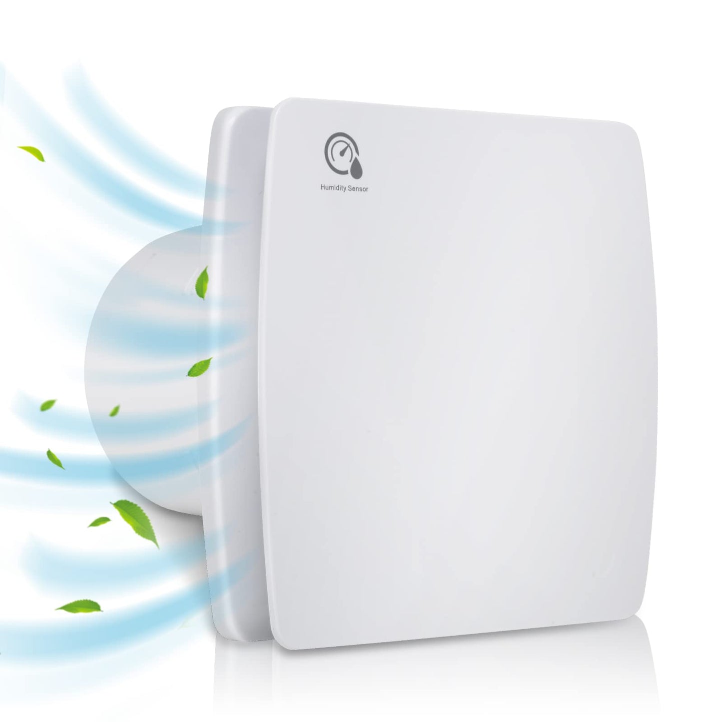 Gimisgu bathroom fan with humidity sensor. Quiet 150mm exhaust fan with timer and backdraft damper. Wall-mounted fan for kitchen, toilet, and bathroom. White color.