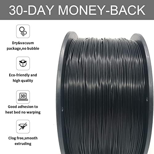 YOUSU PLA filament 1.75, 3D printer filament, 3D filament PLA 3kg (6.6 lbs), black PLA