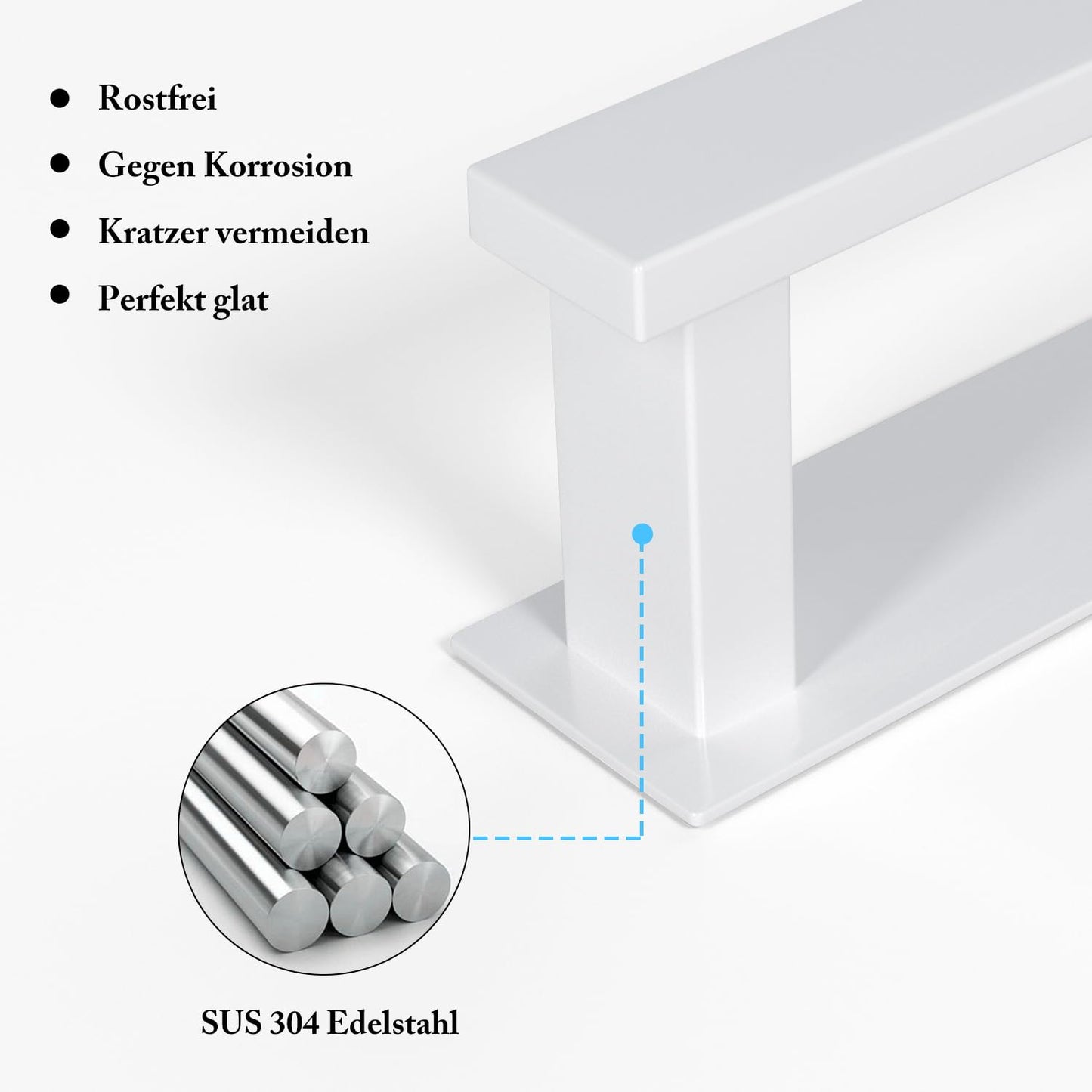 Towel holder without drilling, silver towel holder, bathroom towel holder, guest towel holder, wall-mounted brushed silver stainless steel towel holder (white color, 2 pack)