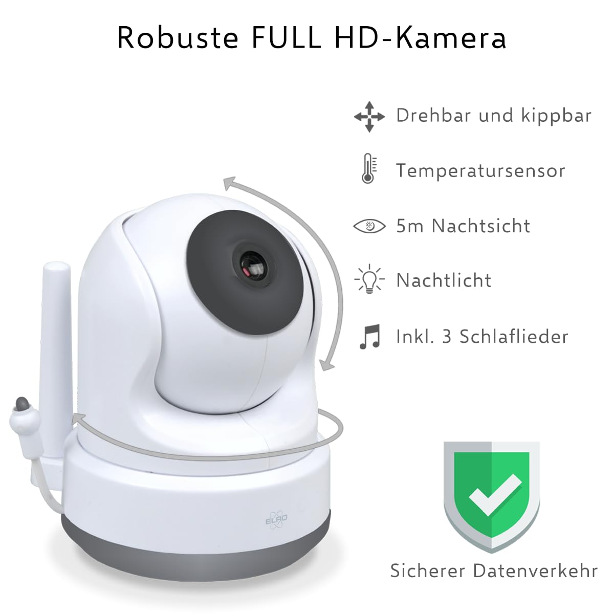 ELRO BC4000 Baby Monitor Royale Full HD baby monitor with 12.7 cm touchscreen and app