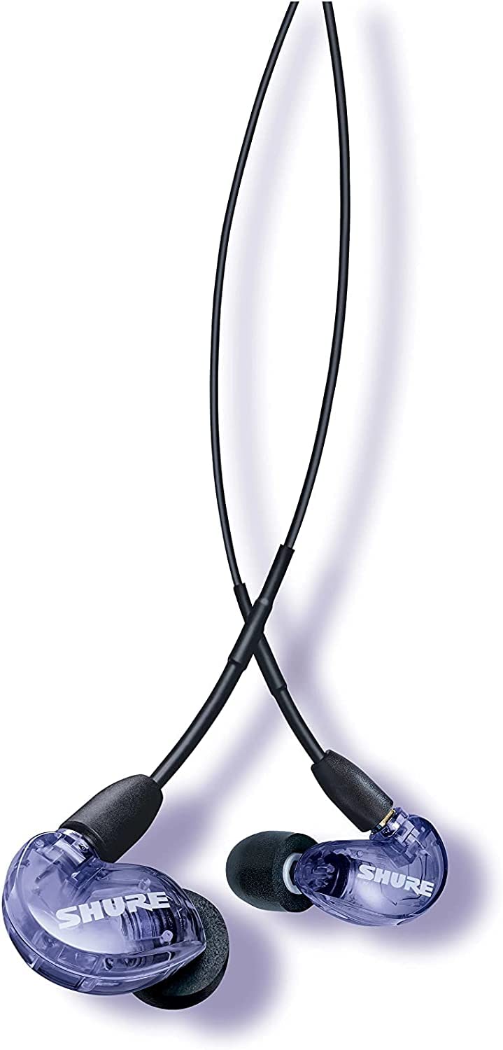 Shure SE215 Special Edition Universal Sound Isolating Earphones, single driver, in-ear design, detachable cable, clear sound and powerful bass, ideal for music, video games, and phone calls - Purple