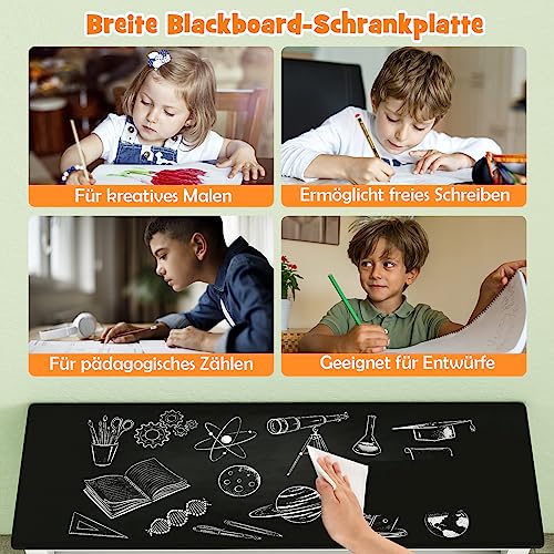 DREAMADE Kids Bookshelf Toy Cabinet with 3 Drawers on Wheels, Toy Storage for Kids, Toy Organizer Toy Shelf for Children's Room Living Room, 102x33x62cm (Black Top)
