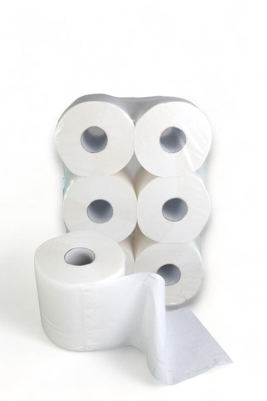 6 towel rolls 2-ply tissue paper rolls MIDI rolls bright white 20cm wide 160m perforated 450 sheets of 20x36cm inner-roll paper towel roll