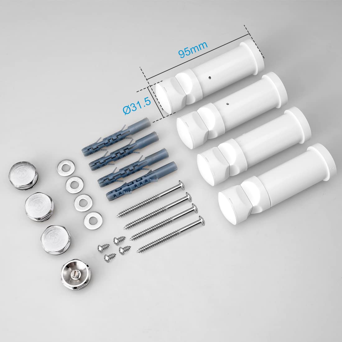 Heilmetz bracket for bathroom radiators, mounting set mounting material suspension bracket for radiators with blank cap and vent valve White