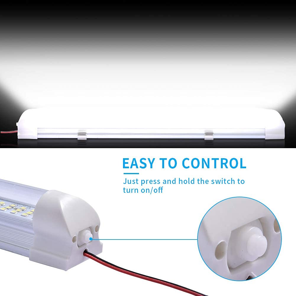 papasbox 4x 108 LED Interior Car LED Lighting, Interior Lighting 12 Volt LED Lamp 12V Light Strip Lighting, 9W Strip Interior Light, Fluorescent Lamp for Kitchen Camping RV Boat