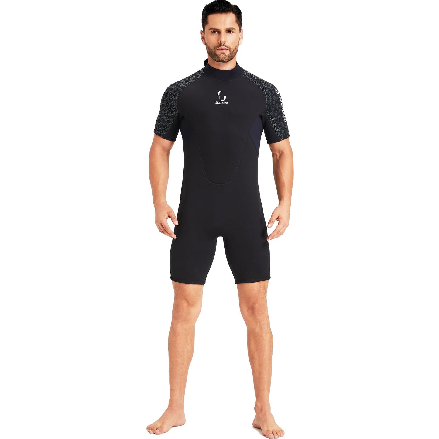 Women's Back Zip Shorty Wetsuit Men's 3mm Neoprene Short Sleeve for Surfing Swimming Kayaking Snorkeling Canoeing Diving (Men's Black, 4XL)
