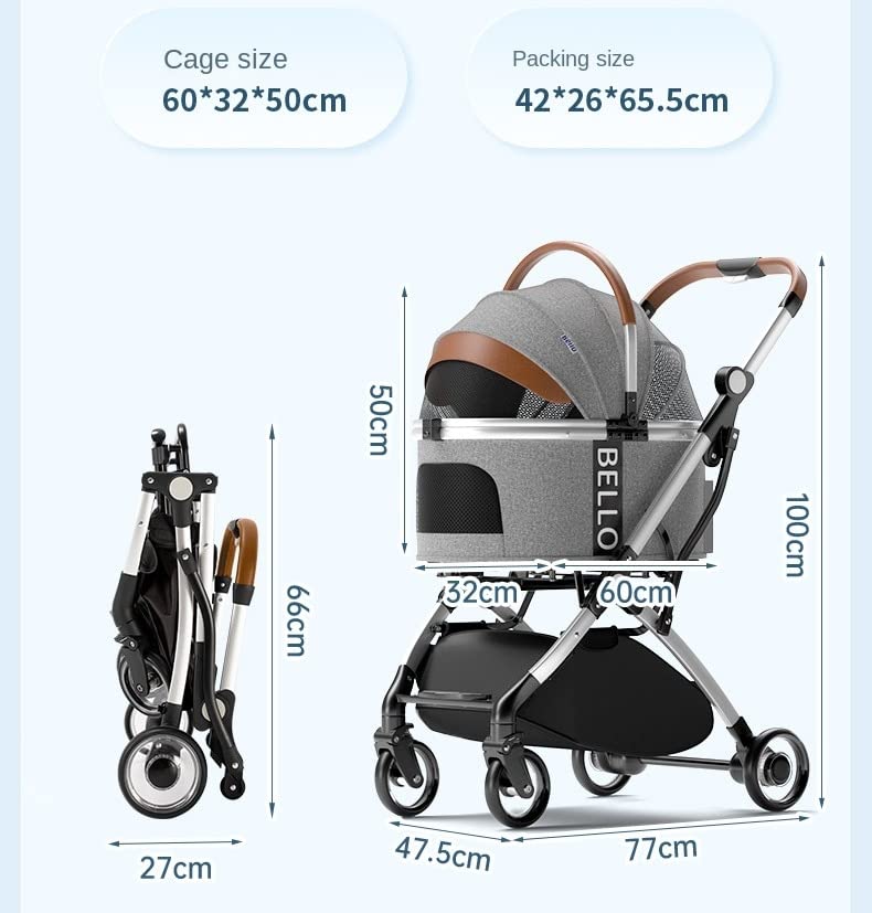 3-in-1 pet stroller, foldable travel pet stroller for cats and dogs with detachable carrying bags, aluminum trolley, pet stroller, backpack with rain cover, pink and purple.