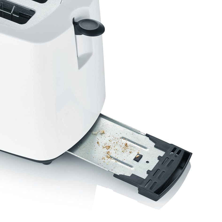 SEVERIN Automatic Toaster with roll attachment, high-quality, with crumb tray, 700 W power, white/black, AT 2286