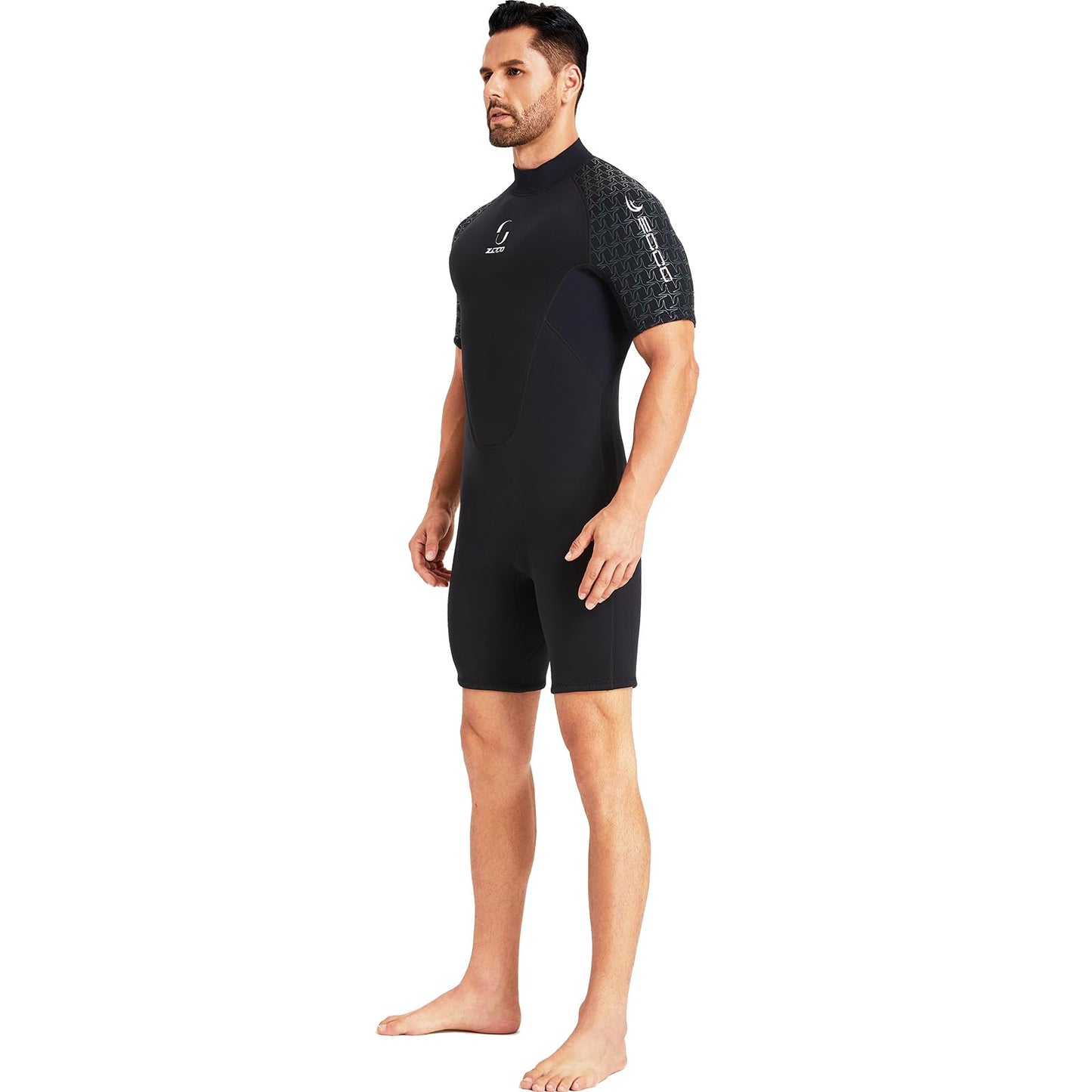 Women's Back Zip Shorty Wetsuit Men's 3mm Neoprene Short Sleeve for Surfing Swimming Kayaking Snorkeling Canoeing Diving (Men's Black, 4XL)
