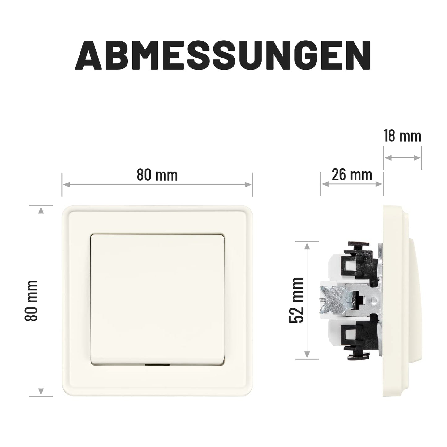 ABSINA 6 Piece Flush-mounted Switch White 250V AC 10A with Frame Insert and Switch Label - Switch Switch Flush-mounted Switch