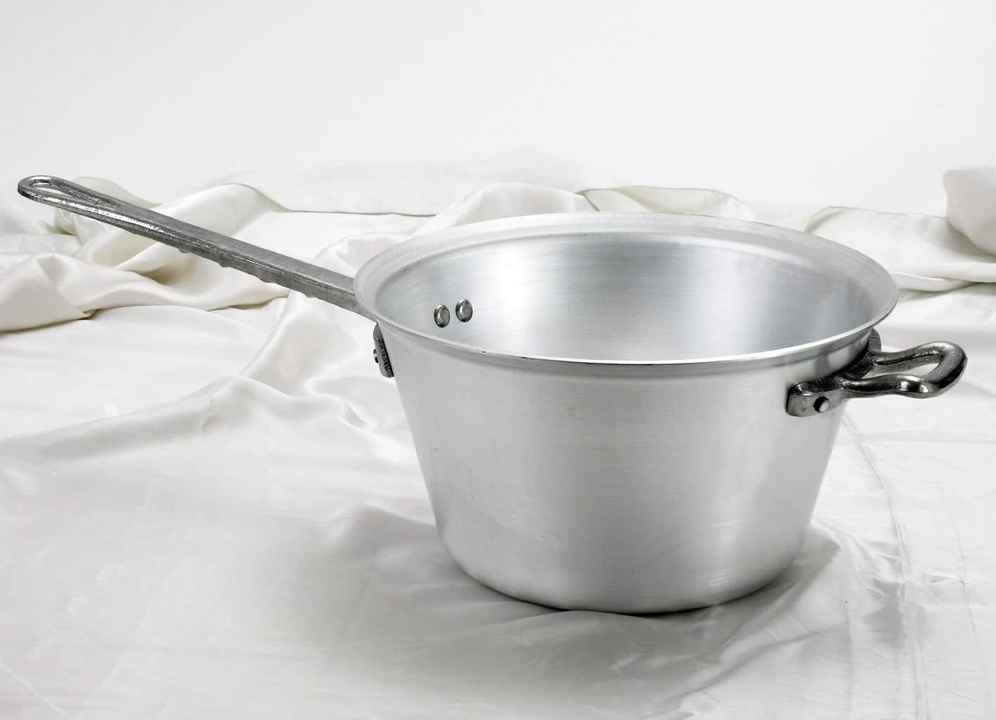 Agnelli Pots Polenta pot, made of aluminum, with stainless steel handle and grip, Silver 24 cm Silver/black