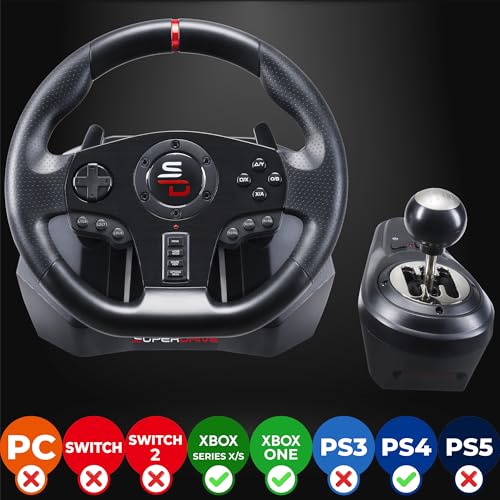 SUBSONIC Superdrive Gs850-X Racing Wheel with manual gearshift, 3 pedals, paddle shifters for Xbox Series X/S, Ps4, Xbox One (programmable for all games)