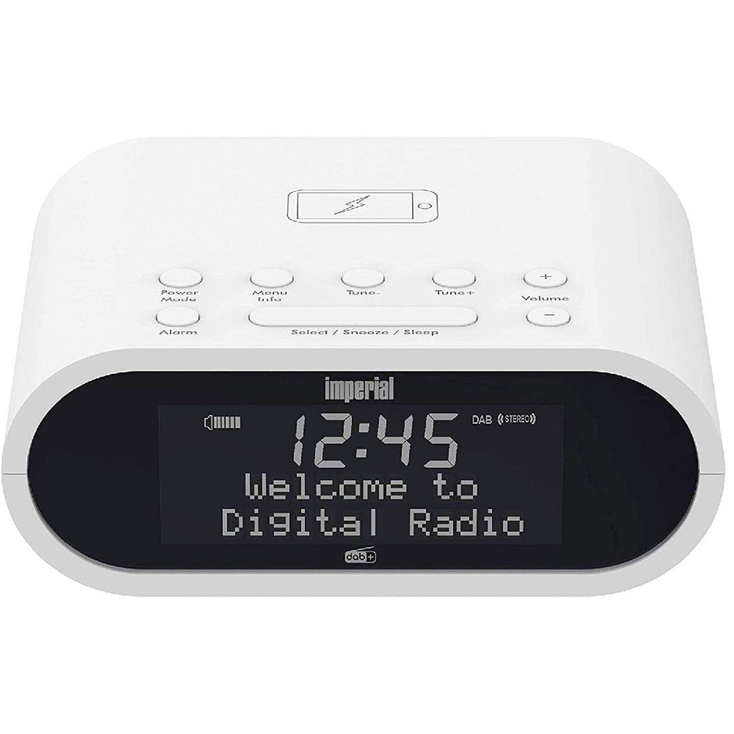Imperial DABMAN d20 radio alarm clock (DAB+ / DAB/FM, mono, alarm, clock radio, wireless charging function, favorite memory) white.