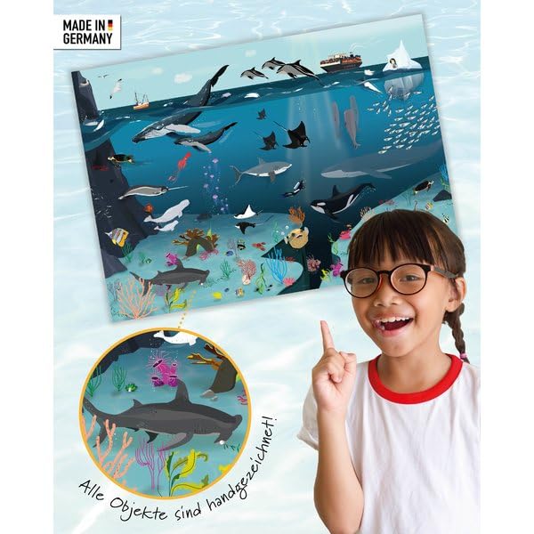 Close Up Underwater World Desk Pad for Kids | 60 x 40 cm | Wipeable, waterproof, tear-resistant | Detailed & lovingly designed image | Hand-drawn | Made in Germany