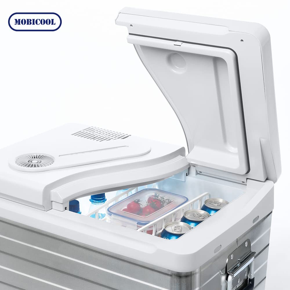 Mobicool MQ40A electric cooler box, aluminum, MQ40A, mini refrigerator for car, work, truck, and campsite.