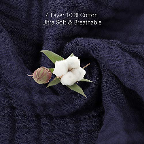 EMME Muslin Blanket, 100% cotton, 4-layered, bedding for adults and babies, 55" x 75", light, soft, breathable, all-season blanket, solid, pre-washed, grey.