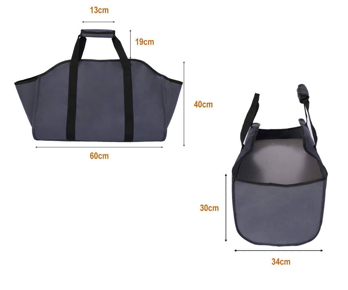 TESSLOVE Firewood Carrier Bag, Linen, Extra Large, Durable, Perfect for Fireplaces, Wood Stoves, Firewood, Camping, Landscaping (1pc, GRAY)