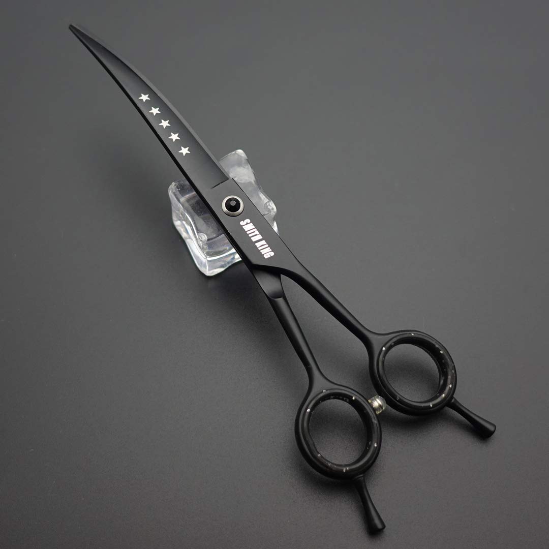 7.0 inch Professional Dog Grooming Scissors Set Straight & Thinning & Curved & Chunker & Comb 5 pieces in 1 set for left-handed & right-handed black