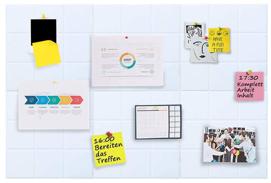 Uoisaiko Large Felt Bulletin Board with 30 Push Pins, 6 Pack 30x30cm Felt Memo Boards Bulletin Board Wall Decor for Office Kitchen, Photos Memos