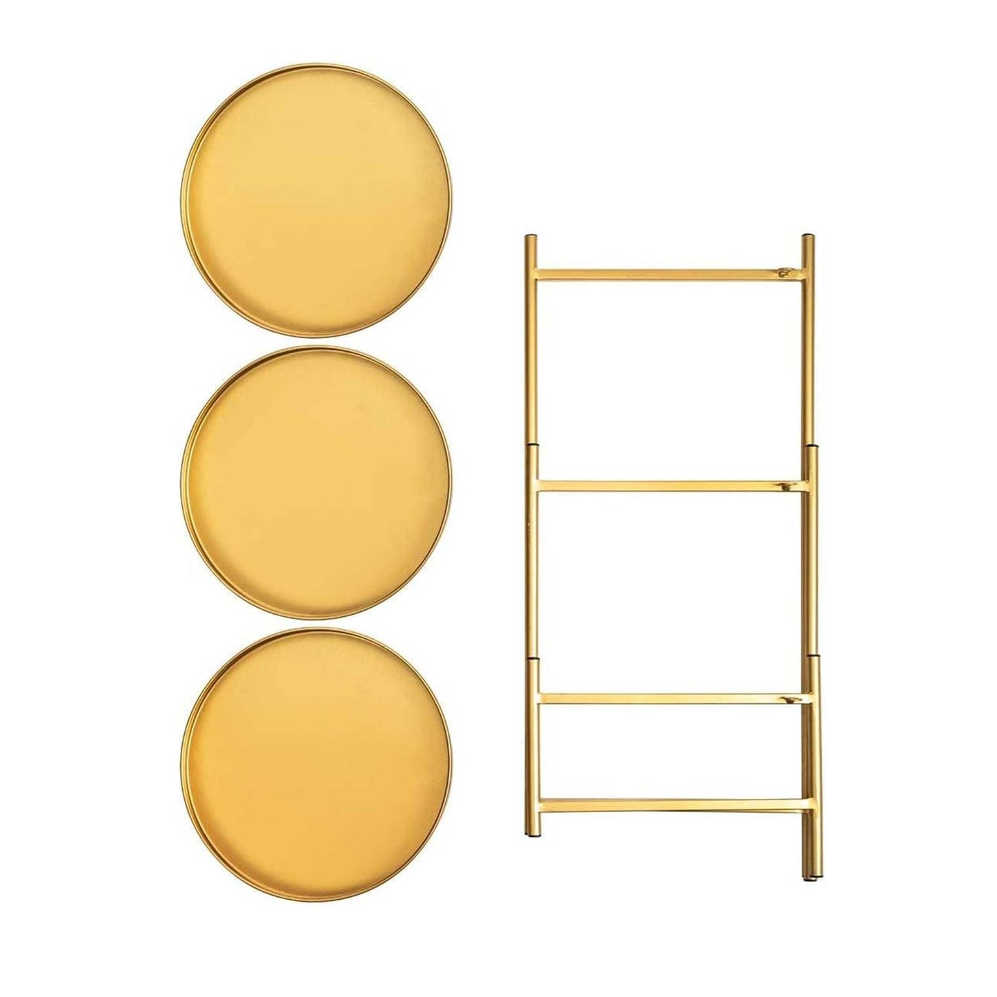 SUPTAIN 3 tier metal plant stand, flower stand with three removable trays, Multi-layer plant shelf flower shelf plant stairs for living room corner balcony terrace courtyard, Gold