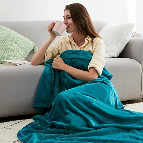 EHEYCIGA Fleece Blanket, King Size Flannel Blanket, Couch, Blue Green, 228 x 274 cm, Microfiber, Soft, Cozy, Lightweight Luxury Blanket.