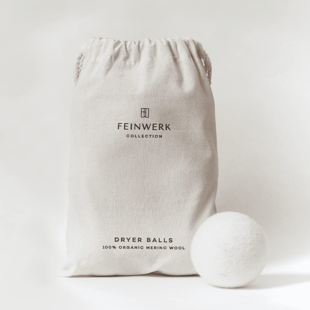 FINEWORK COLLECTION Dryer Balls - 6 pieces - Size L - Dryer balls for laundry dryers - Organic Merino wool - certified - mulesing-free - soothing laundry scent