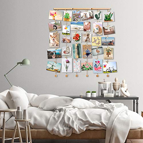 Love-KANKEI Family Picture Frame Collage with 30 Small Wooden Clips, Perfect Gift for Birthday, Wedding, Christmas, etc.