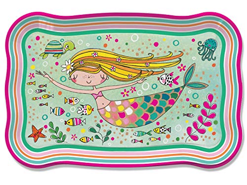 Jewelkeeper - Tin Tea Set for Girls & Carry Case, Kids Pretend Play Kitchen Toy Set, 15 Pieces - Mermaid Design